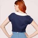 Costello Hell Bunny Retro 50s Pinstripe Fitted Top