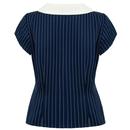 Costello Hell Bunny Retro 50s Pinstripe Fitted Top