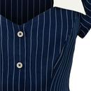 Costello Hell Bunny Retro 50s Pinstripe Fitted Top