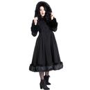 Hell Bunny Elvira Retro 50s Vintage Faux Fur Trim Coat in Black
