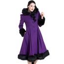 Elvira HELL BUNNY Faux Fur Vintage Coat In Purple