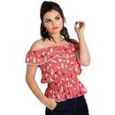 Gin Fizz HELL BUNNY Retro 50s Off The Shoulder Top