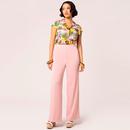 Giselle Hell Bunny Pink Wide Leg 50s Trousers 