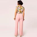 Giselle Hell Bunny Pink Wide Leg 50s Trousers 