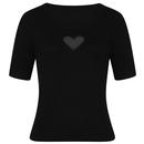 Hell Bunny Retro Heart Cut Out T-Shirt Top in Black