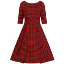 Irvine HELL BUNNY 1950's Tartan Swing Dress Red 
