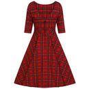 Irvine HELL BUNNY 1950's Tartan Swing Dress Red 