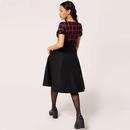 Janine Hell Bunny Tartan & Black Flared 50s Dress