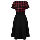 Janine Hell Bunny Tartan & Black Flared 50s Dress