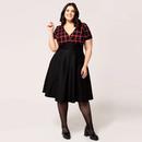 Janine Hell Bunny Tartan & Black Flared 50s Dress