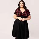 Janine Hell Bunny Tartan & Black Flared 50s Dress