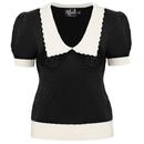 Hell Bunny Joanie Knitted Vintage Top in Black