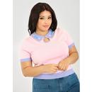 Lollie HELL BUNNY Retro Knitted Keyhole Polo Top