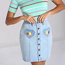 Molly Hell Bunny Heart Pocket 70s Denim Mini Skirt