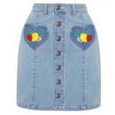 Molly Hell Bunny Heart Pocket 70s Denim Mini Skirt