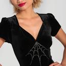Morticia HELL BUNNY Diamante Spiders Web 90s Dress