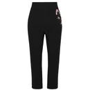 Hell Bunny H50282 Natalie Christmas Cropped Capris Trousers in Black