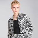 Hell Bunny H80036 Penny Retro 60s Print Cropped Jacket in Ivory and Black