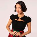 Priscilla Hell Bunny 50s Bolero Style Tie-Neck Top