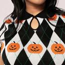 Pumpkin Head Hell Bunny Argyle Halloween Knit Top