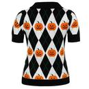 Pumpkin Head Hell Bunny Argyle Halloween Knit Top