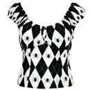 Hell Bunny Regina Spider Argyle Halloween Top in Black/White