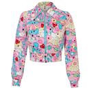 Hell Bunny x Smiley Originals Loulou Cropped Denim Jacket in Pink/Blue SM8000