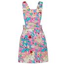 Hell Bunny x Smiley Originals Loulou Pinafore Dress in Pink/Blue SM4002