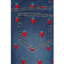 Strawberry HELL BUNNY Retro 70s Denim Mini Skirt 