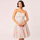 Suzon Hell Bunny Rainbow Gingham Retro 50s Dress