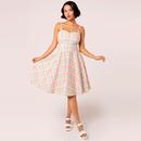 Suzon Hell Bunny Rainbow Gingham Retro 50s Dress