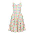 Hell Bunny Suzon Rainbow Gingham Summer Dress H40454