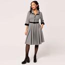 Teddy Hell Bunny Retro Houndstooth Flared Dress