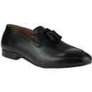 Bolton HUDSON 60s Mod Leather Tassel Loafers BLACK
