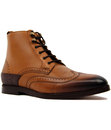 Penley H by HUDSON Retro Brogue Worker Boots (TAN)