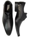 Mens IKON Original Black Leather Buckler Woven Winklepicker Mod Shoe 