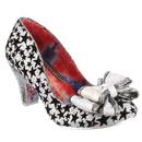 irregular choice womens ban joe star pattern bow mid heels light grey silver