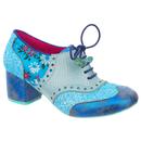 Irregular Choice Clara Bow Women's Retro 70s Brogue Heel Shoes in Blue