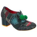 Irregular Choice Clara Bow Retro 70s Green Check Party Heel Shoes