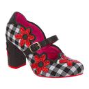 Irregular Choice Daisy Dancer Floral Gingham Heels in Black and Red