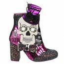 Irregular Choice Dance of The Dead Halloween Heel Boots in Purple