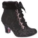 Irregular Choice Fancy A Cuppa Black Glitter Party Heel Boots