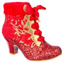 Irregular Choice Fancy A Cuppa Red Glitter Party Heel Boots