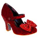 Irregular Choice Fancy That Floral Velvet Retro Sequin Bow Heels in Red