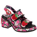 Irregular Choice Strawberry Fields Forever Heel Sandals in Black/Pink 4647-3B 