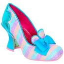 Irregular Choice Fleur De Lis Glitter Retro Rainbow Heels in Blue