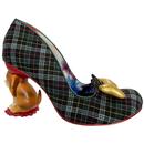Irregular Choice It's All Pawsible Dog Character Heels in Black and Grey Check