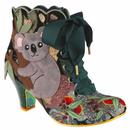 Irregular Choice Koality Time Retro Koala Floral Brocade Boots in Green