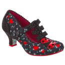 Irregular Choice Ladybuggin' Ladybird Mid Heel T-Bar Retro Shoes in Black