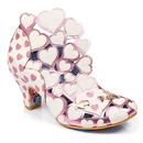 Irregular Choice Meile Hearts Shoe Boots in White Pink